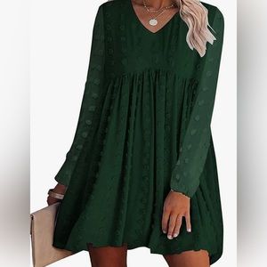 KIRUNDO Womens Dress Long Sleeve, Swiss Dot Babydoll Dress Size Small. Brand New